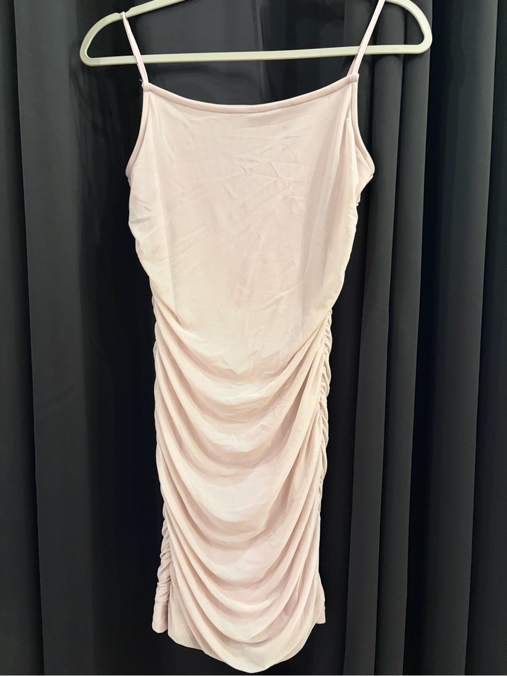 Speechless Blush Pink Ruched Midi Slip Dress